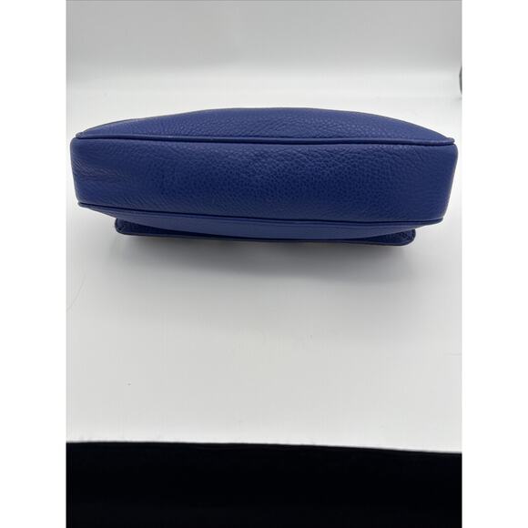 AUTH. MICHAEL KORS Hamilton Blue Leather Gold Chain Buckle Shoulder Flap Bag EUC - Picture 6 of 14